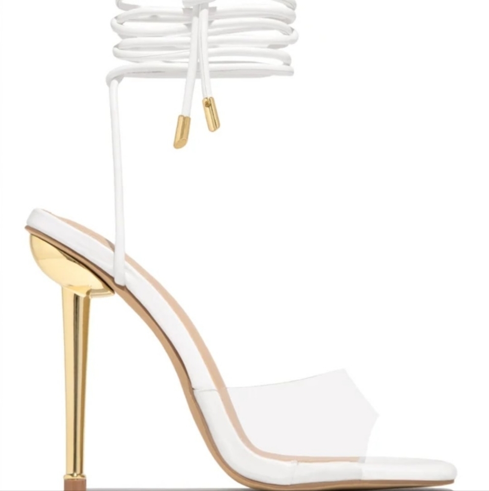White strappy heels - Picture 2 of 3